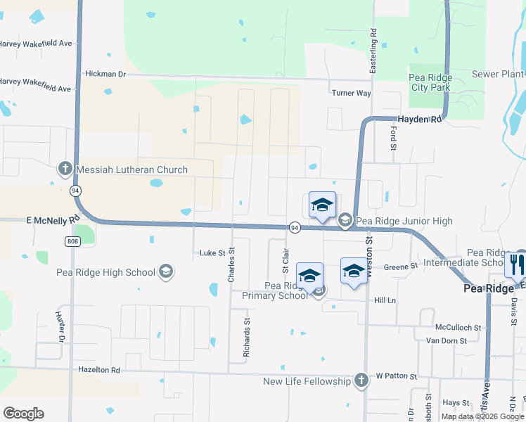 map of restaurants, bars, coffee shops, grocery stores, and more near 1048-1558 Pickens Road in Pea Ridge