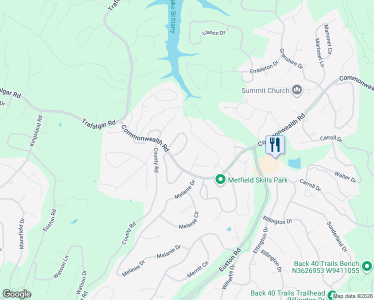 map of restaurants, bars, coffee shops, grocery stores, and more near 29 Duxford Circle in Bella Vista