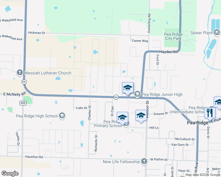 map of restaurants, bars, coffee shops, grocery stores, and more near 1048 Pickens Road in Pea Ridge