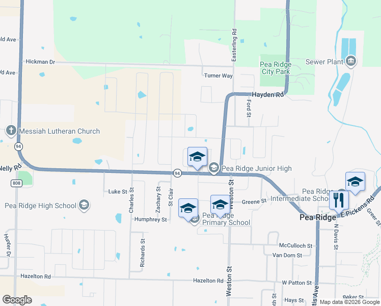 map of restaurants, bars, coffee shops, grocery stores, and more near 772-978 Pickens Road in Pea Ridge