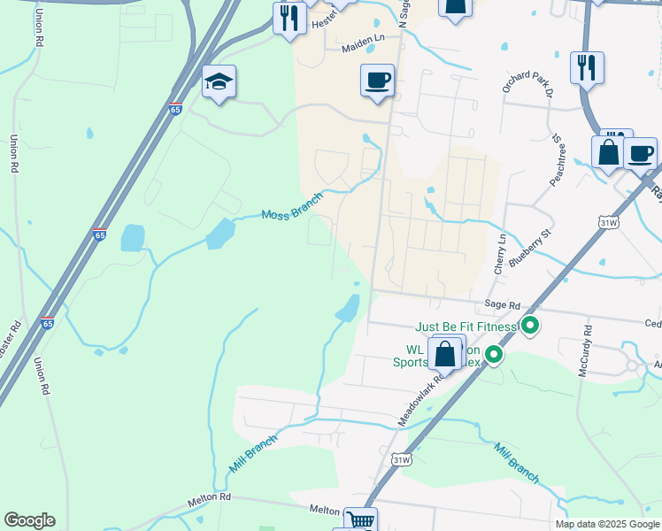 map of restaurants, bars, coffee shops, grocery stores, and more near 431 North Sage Road in White House