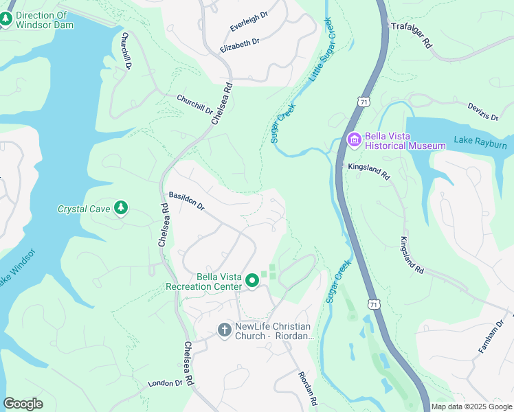 map of restaurants, bars, coffee shops, grocery stores, and more near 20 Bentley Lane in Bella Vista