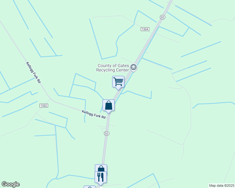 map of restaurants, bars, coffee shops, grocery stores, and more near 365 Highway 32 in Sunbury