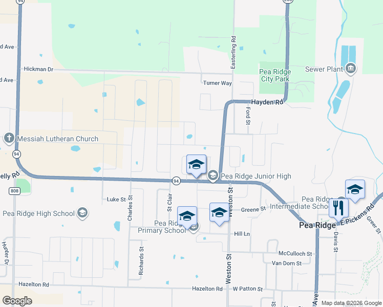 map of restaurants, bars, coffee shops, grocery stores, and more near 1993 Hayden Road in Pea Ridge