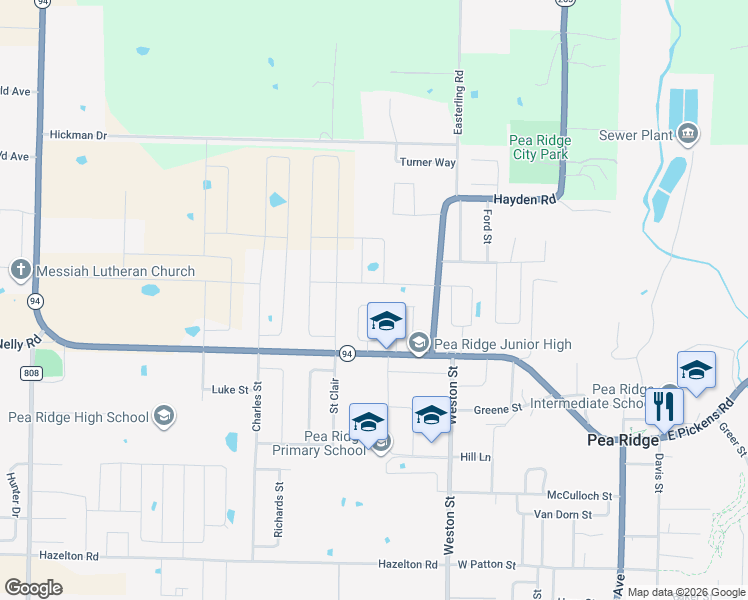 map of restaurants, bars, coffee shops, grocery stores, and more near 1993 Hayden Road in Pea Ridge