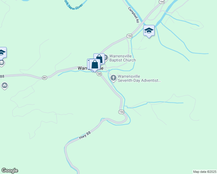 map of restaurants, bars, coffee shops, grocery stores, and more near 4927 North Carolina 88 in Warrensville