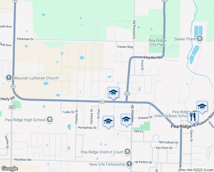 map of restaurants, bars, coffee shops, grocery stores, and more near 1993 Hayden Road in Pea Ridge