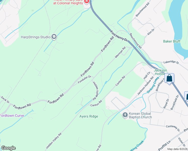 map of restaurants, bars, coffee shops, grocery stores, and more near 316 Merman Road in Kingsport