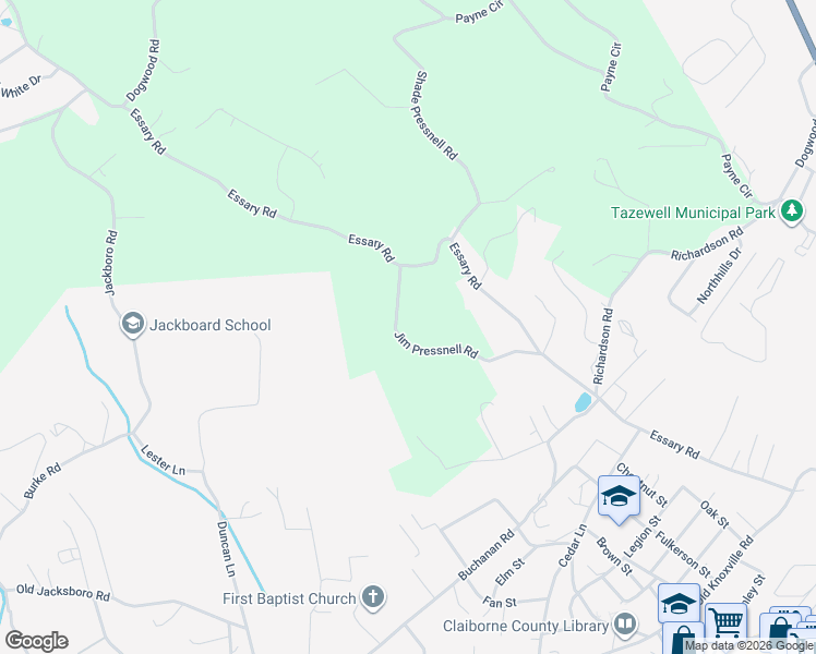 map of restaurants, bars, coffee shops, grocery stores, and more near 817 Jim Pressnell Road in Tazewell