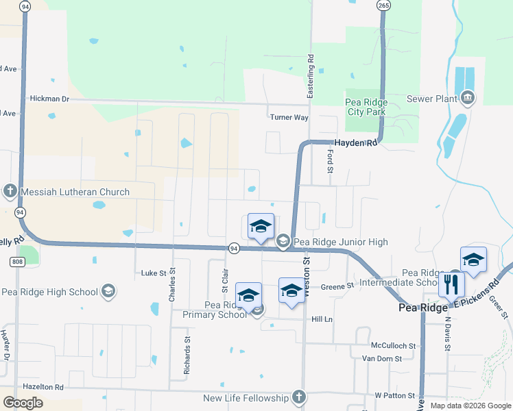 map of restaurants, bars, coffee shops, grocery stores, and more near 1993 Hayden Road in Pea Ridge