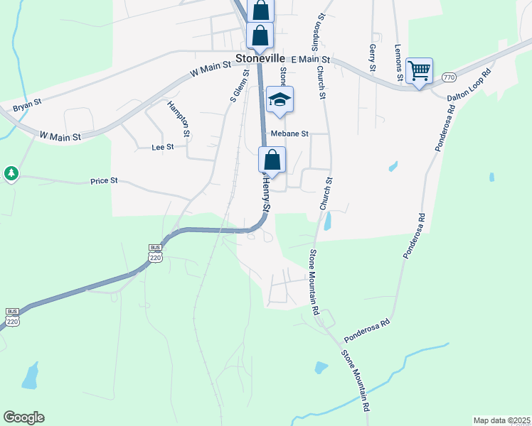 map of restaurants, bars, coffee shops, grocery stores, and more near 4127 U.S. 220 Business in Stoneville