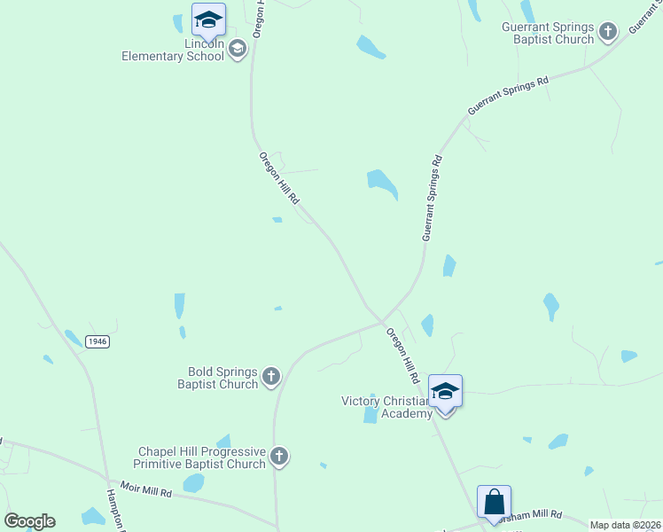 map of restaurants, bars, coffee shops, grocery stores, and more near 2342 Oregon Hill Road in Ruffin