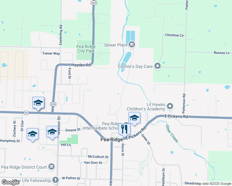 map of restaurants, bars, coffee shops, grocery stores, and more near 1901 Clark St in Pea Ridge