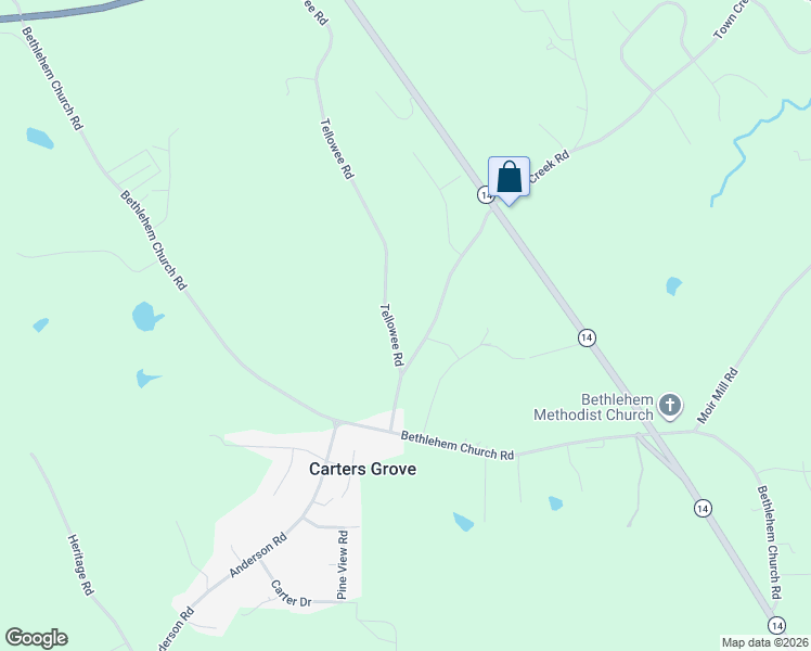 map of restaurants, bars, coffee shops, grocery stores, and more near 1392 Tellowee Road in Eden