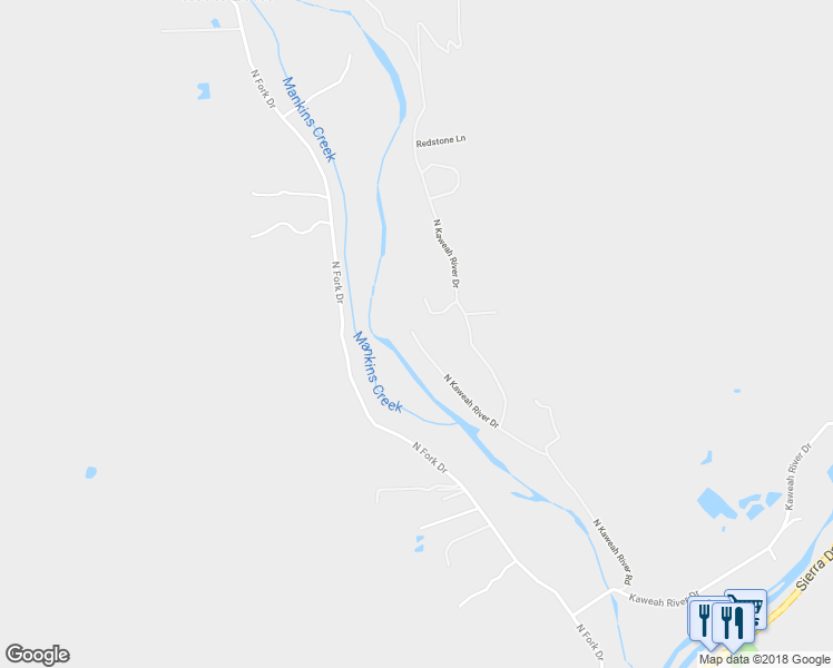 map of restaurants, bars, coffee shops, grocery stores, and more near 43077 North Kaweah River Drive in Three Rivers