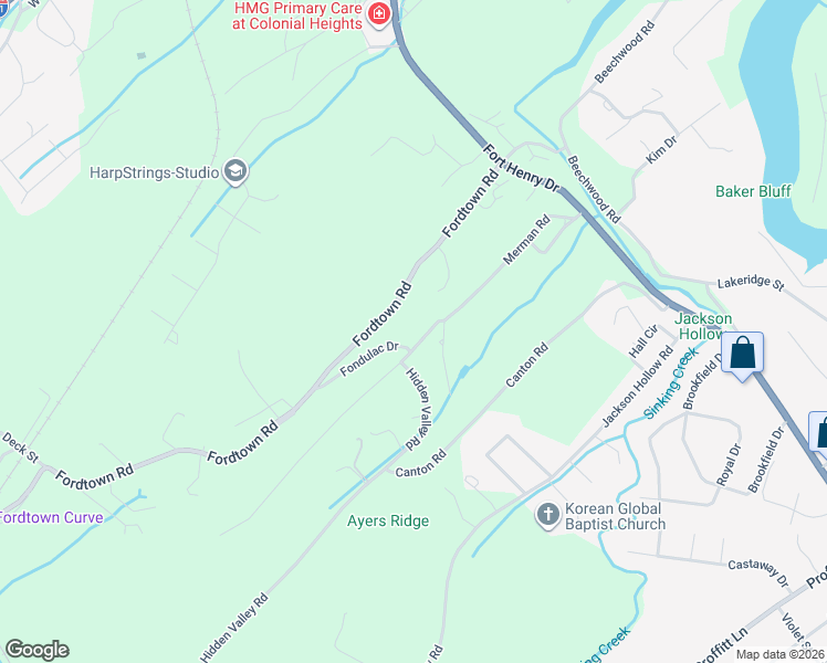 map of restaurants, bars, coffee shops, grocery stores, and more near 316 Merman Road in Kingsport
