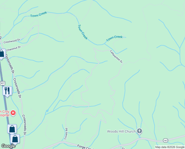 map of restaurants, bars, coffee shops, grocery stores, and more near 2531 Callalantee Drive in Mountain City