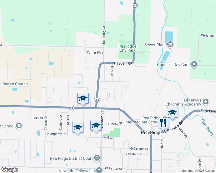 map of restaurants, bars, coffee shops, grocery stores, and more near 1910 Woodhause Circle in Pea Ridge