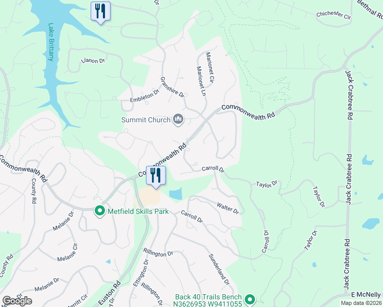 map of restaurants, bars, coffee shops, grocery stores, and more near 7 Morganshire Lane in Bella Vista