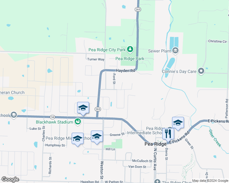 map of restaurants, bars, coffee shops, grocery stores, and more near 475 McNair Street in Pea Ridge