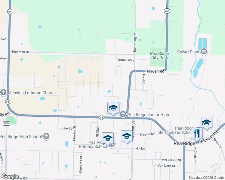 map of restaurants, bars, coffee shops, grocery stores, and more near 1993 Hayden Road in Pea Ridge