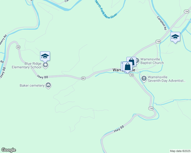 map of restaurants, bars, coffee shops, grocery stores, and more near 5391 North Carolina 88 in Warrensville