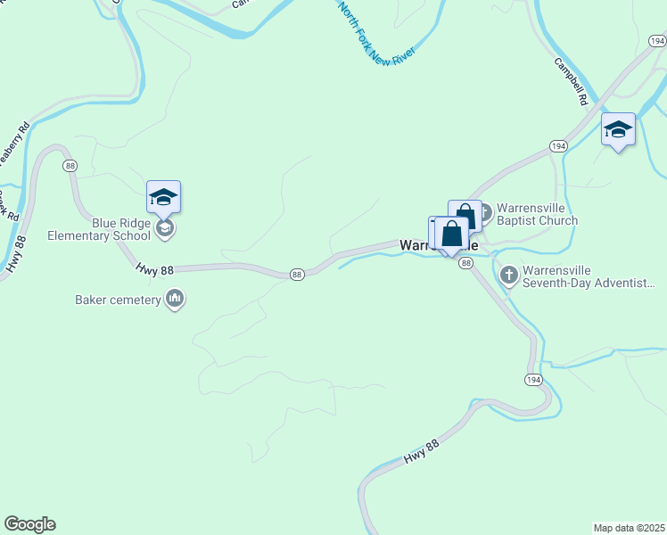 map of restaurants, bars, coffee shops, grocery stores, and more near 5391 North Carolina 88 in Warrensville