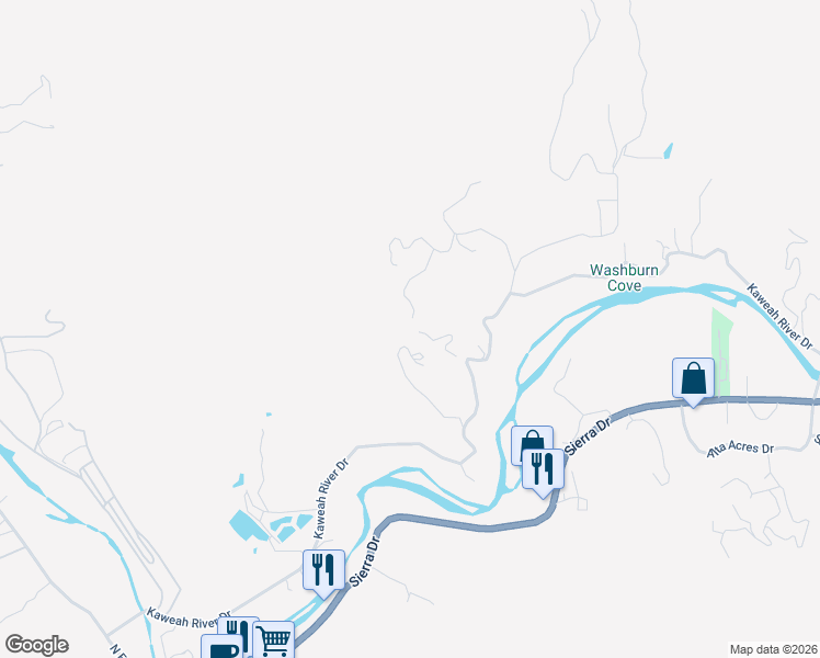 map of restaurants, bars, coffee shops, grocery stores, and more near 43537 Kaweah River Drive in Three Rivers