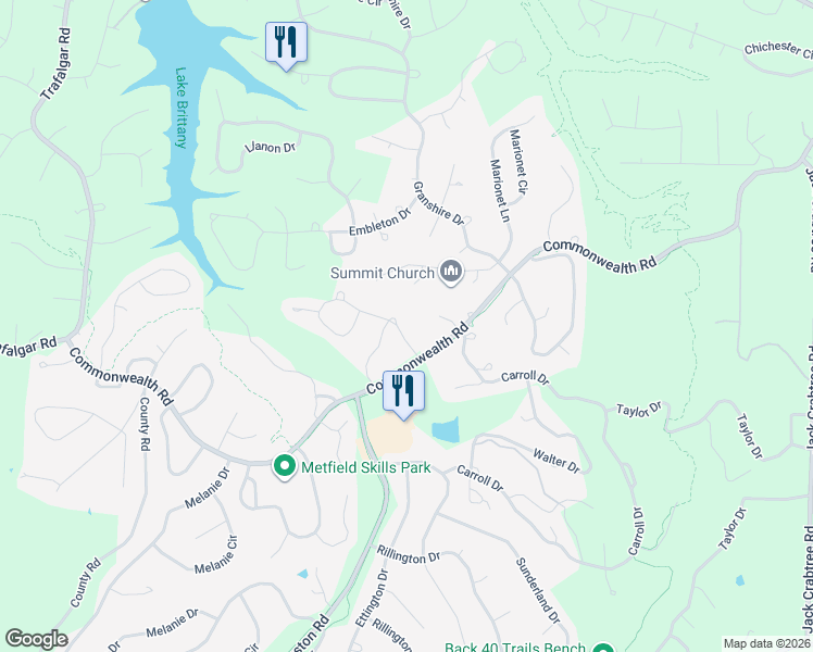 map of restaurants, bars, coffee shops, grocery stores, and more near 2 Pawle Circle in Bella Vista