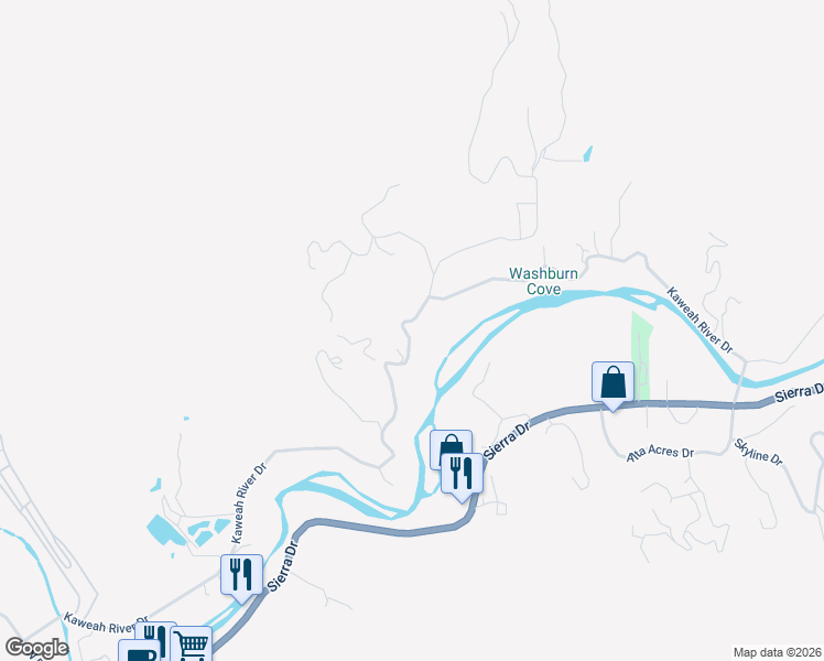 map of restaurants, bars, coffee shops, grocery stores, and more near 43545 Kaweah River Dr in Three Rivers