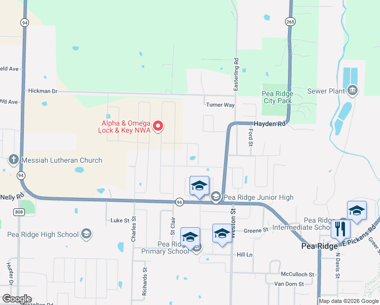 map of restaurants, bars, coffee shops, grocery stores, and more near 1993 Hayden Road in Pea Ridge