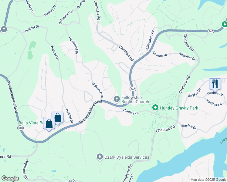map of restaurants, bars, coffee shops, grocery stores, and more near 13 Watchet Lane in Bella Vista