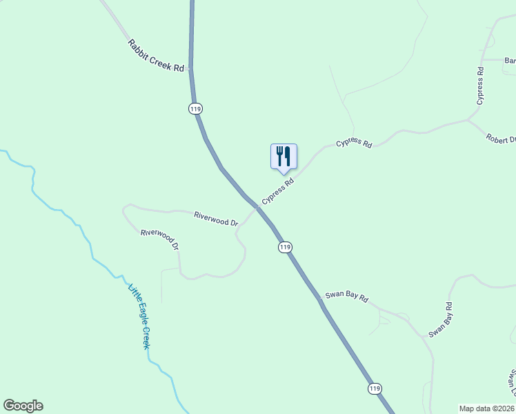 map of restaurants, bars, coffee shops, grocery stores, and more near 1901-2449 State Highway 119 in Buchanan