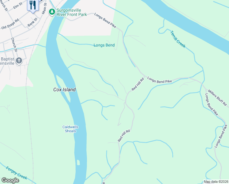 map of restaurants, bars, coffee shops, grocery stores, and more near 125 Fiddler Lane in Surgoinsville