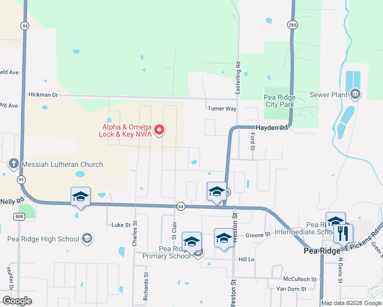 map of restaurants, bars, coffee shops, grocery stores, and more near 1993 Hayden Road in Pea Ridge