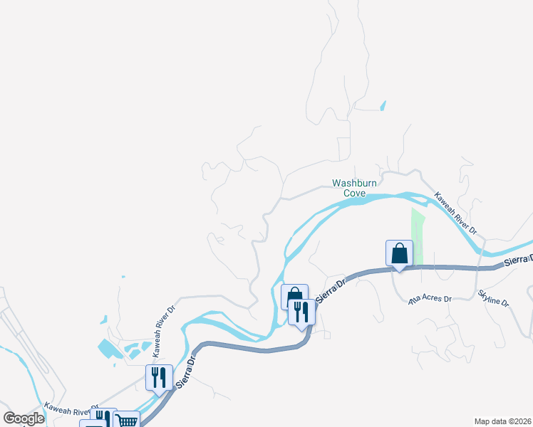 map of restaurants, bars, coffee shops, grocery stores, and more near 43537 Kaweah River Drive in Three Rivers