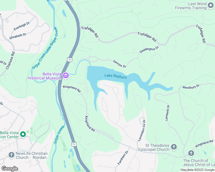 map of restaurants, bars, coffee shops, grocery stores, and more near 1 Deerhurst Lane in Bella Vista