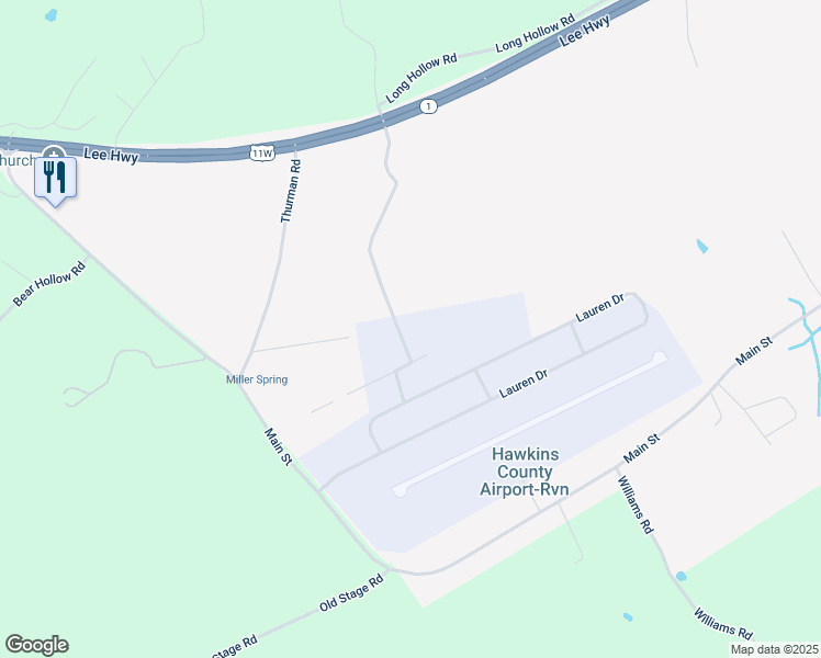 map of restaurants, bars, coffee shops, grocery stores, and more near 191 Pilot Circle in Rogersville