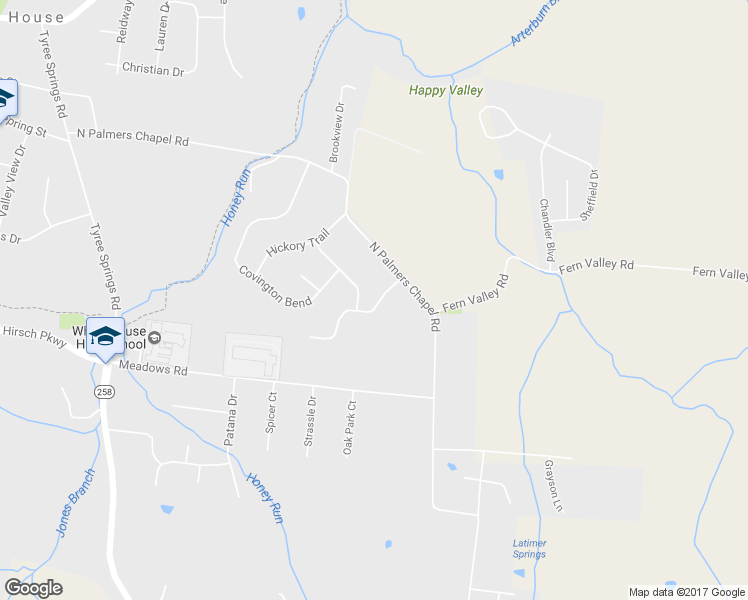 map of restaurants, bars, coffee shops, grocery stores, and more near 105 Louise Drive in White House