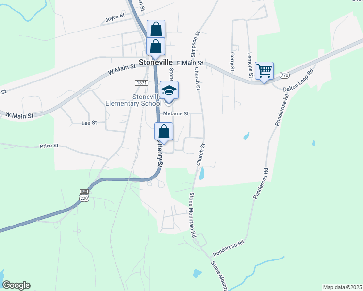 map of restaurants, bars, coffee shops, grocery stores, and more near 116 Clark Street in Stoneville