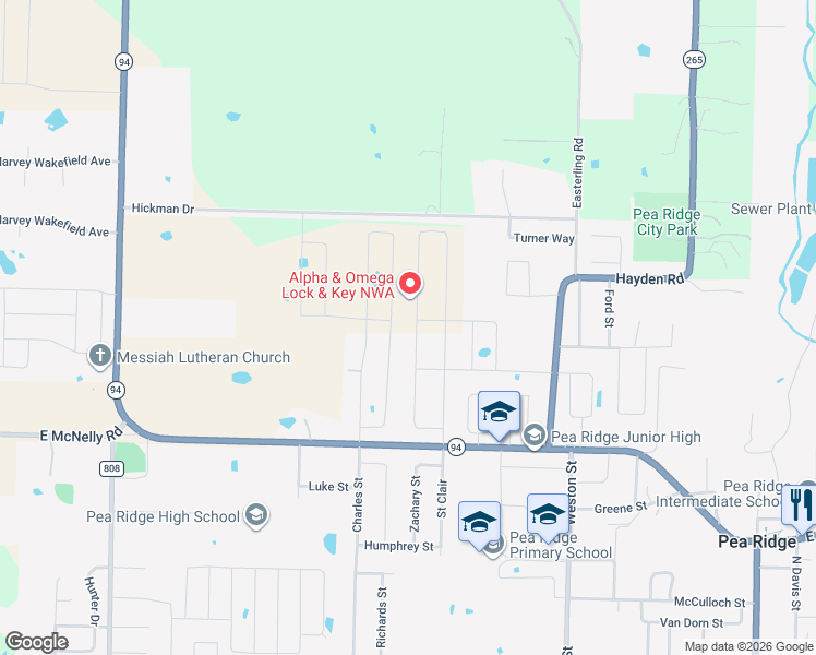 map of restaurants, bars, coffee shops, grocery stores, and more near 1998 Pickens Road in Pea Ridge