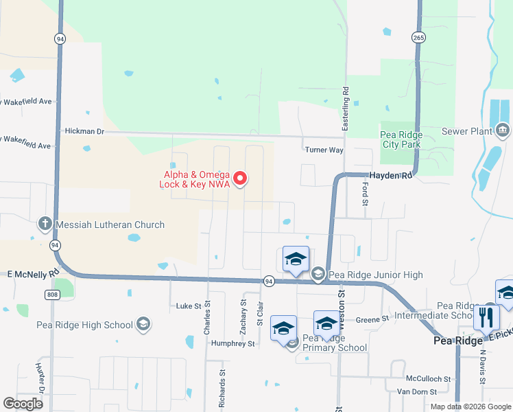 map of restaurants, bars, coffee shops, grocery stores, and more near 1993 Hayden Road in Pea Ridge
