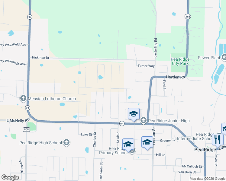 map of restaurants, bars, coffee shops, grocery stores, and more near 1993 Hayden Road in Pea Ridge