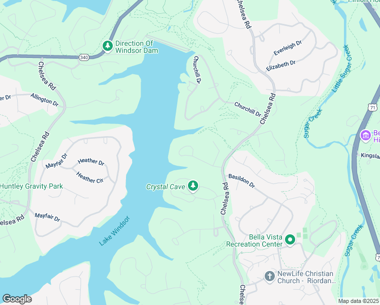 map of restaurants, bars, coffee shops, grocery stores, and more near 43 Brompton Drive in Bella Vista