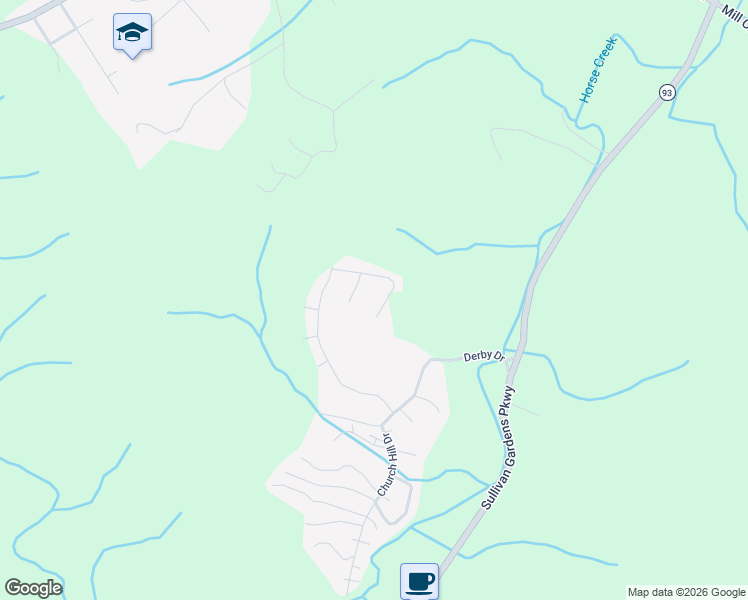 map of restaurants, bars, coffee shops, grocery stores, and more near 117 Mimi Court in Kingsport