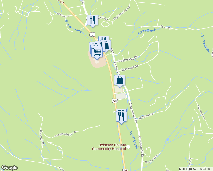map of restaurants, bars, coffee shops, grocery stores, and more near 1220 South Shady Street in Mountain City