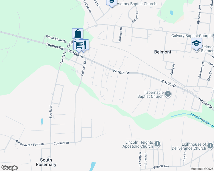 map of restaurants, bars, coffee shops, grocery stores, and more near 35 Canterbury Court in Roanoke Rapids