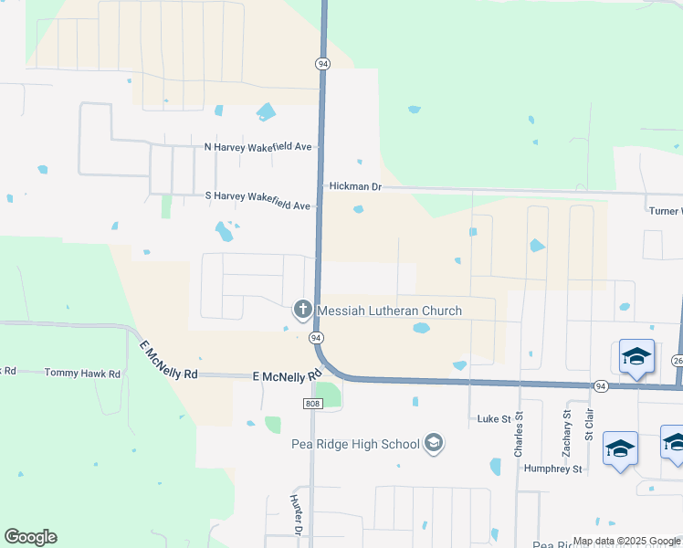 map of restaurants, bars, coffee shops, grocery stores, and more near 15364 North Highway 94 in Pea Ridge