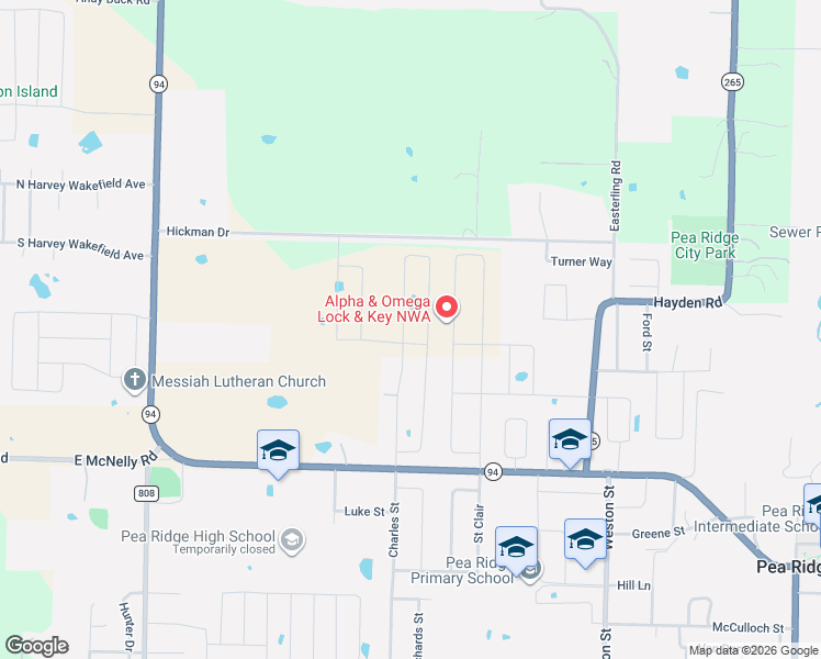 map of restaurants, bars, coffee shops, grocery stores, and more near 1470 Hickman Drive in Pea Ridge