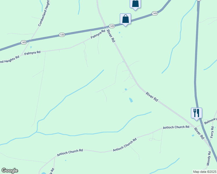 map of restaurants, bars, coffee shops, grocery stores, and more near 2162 River Road in Clarksville